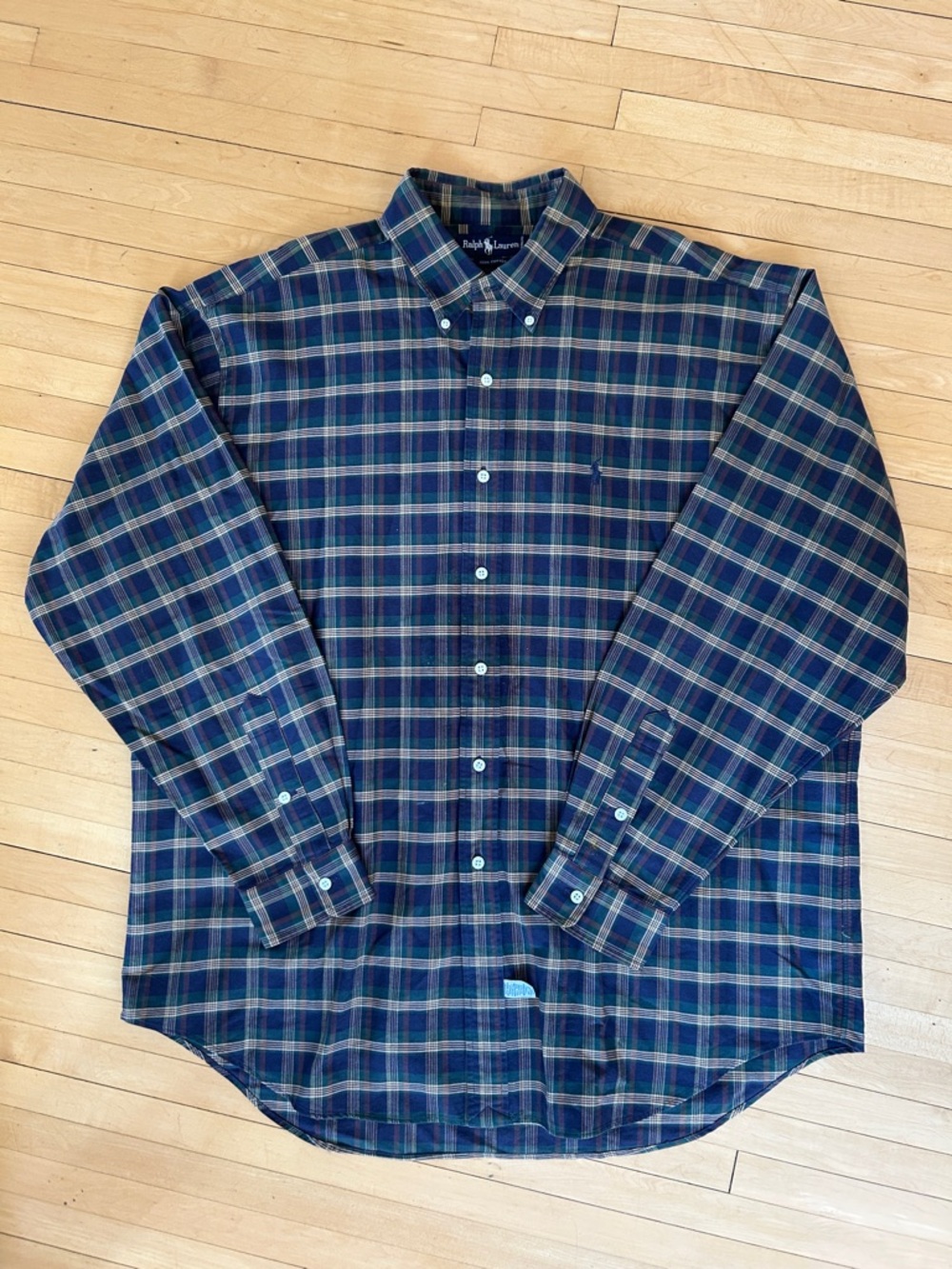 Ralph Lauren Navy and Green Plaid Button-Down Shirt